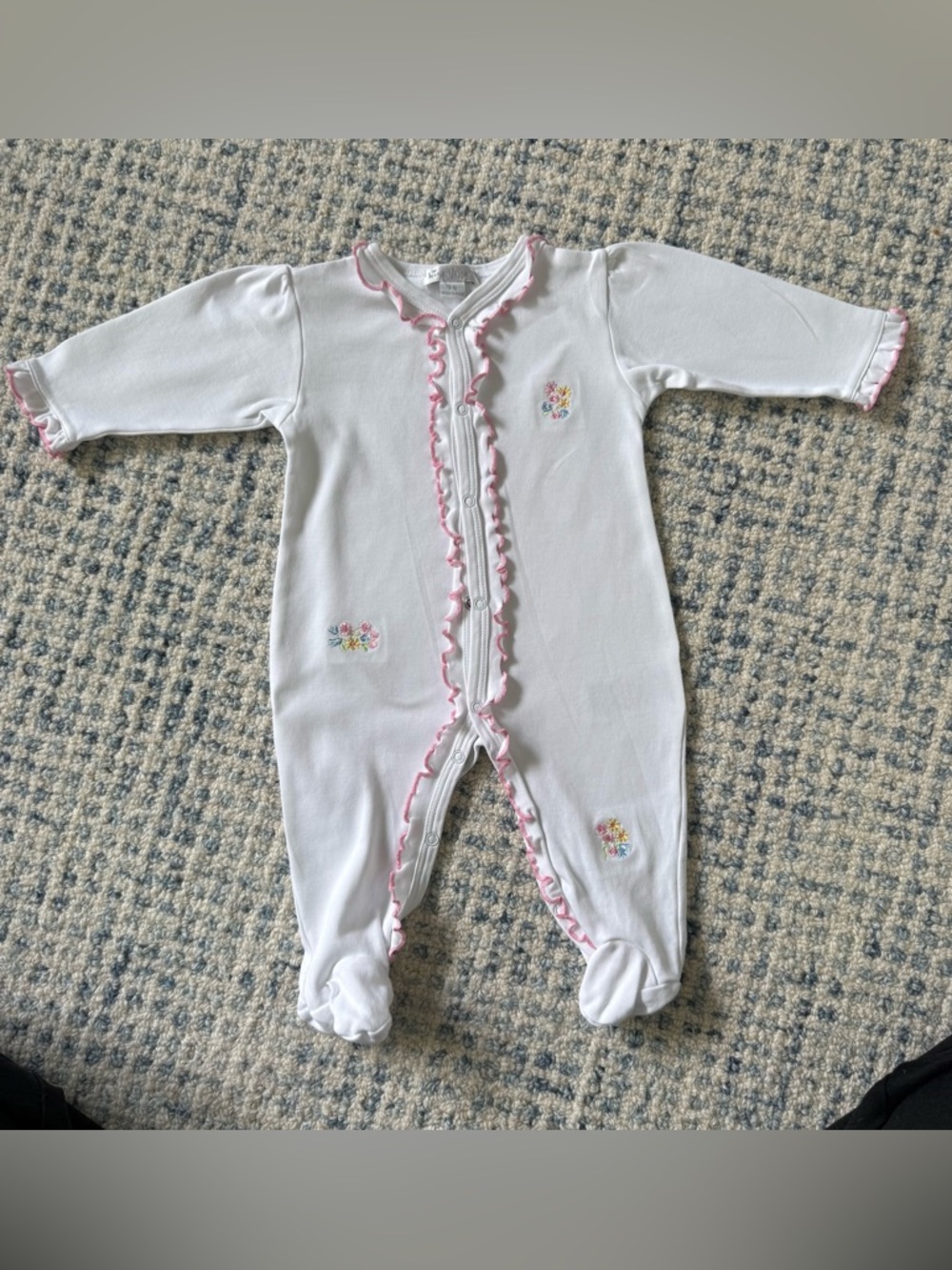 Kissy Kissy Pima Cotton Ruffle Floral Footie - size 3-6 months